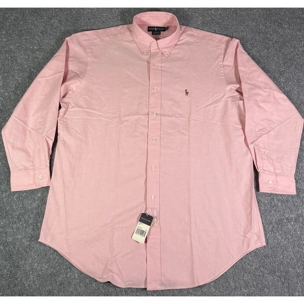 VTG Ralph Lauren Yarmouth Shirt Mens 16.5-32 Pink Oxford Cotton Button Down NWT